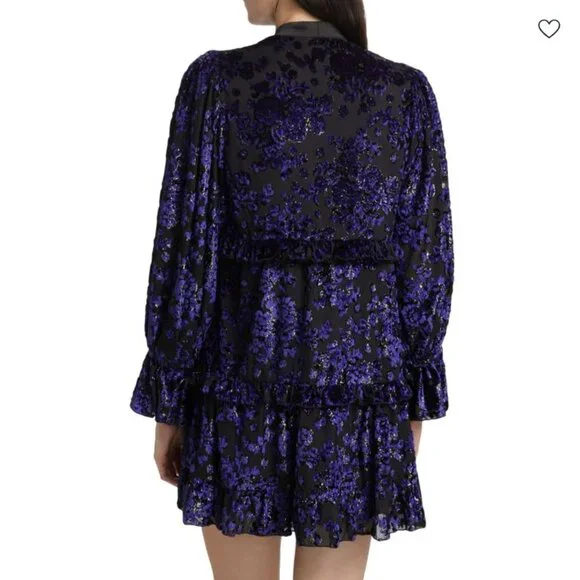 Alice + Olivia Moranne Ruffled Tiered Mini Dress in Midnight Blue NWT - Picture 3 of 10